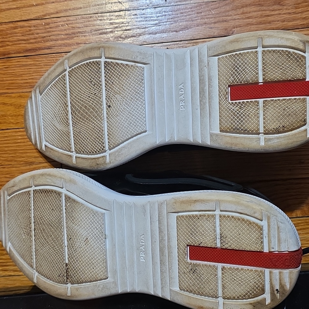 Prada Cup Men's Black and White Sneakers - Picture 6 of 7
